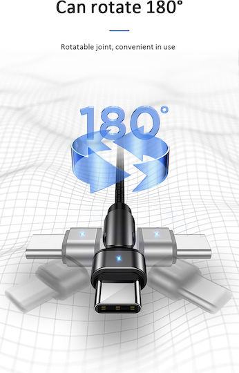 Usams SJ477 Angle (90°) / Braided USB 2.0 Cable USB-C male - USB-A 10W Πράσινο 1m SJ477USB02