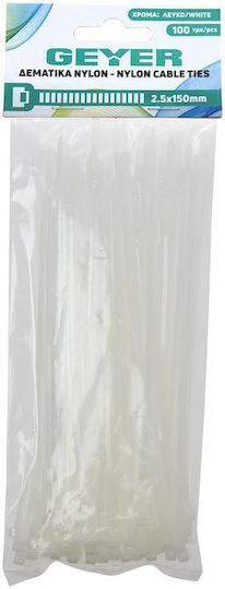 Geyer Plastic Cable Ties 150mm x 2.5mm in White Colour (100 pcs)