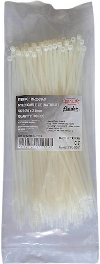 Adeleq Пластмасови Кабелни Аксесоари 250mmx3.6mm в Бял Цвят 100 бр 19-250360