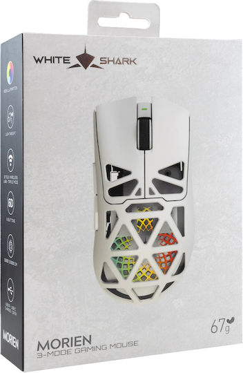 White Shark Morien Ασύρματο RGB Gaming Ποντίκι 12000 DPI Λευκό