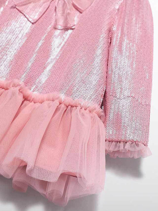 Mädchenkleid mit Pailletten Rosa