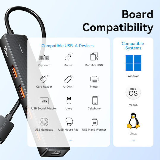 Vention Hub 4 Porturi USB 3.2 cu Conectare USB-A