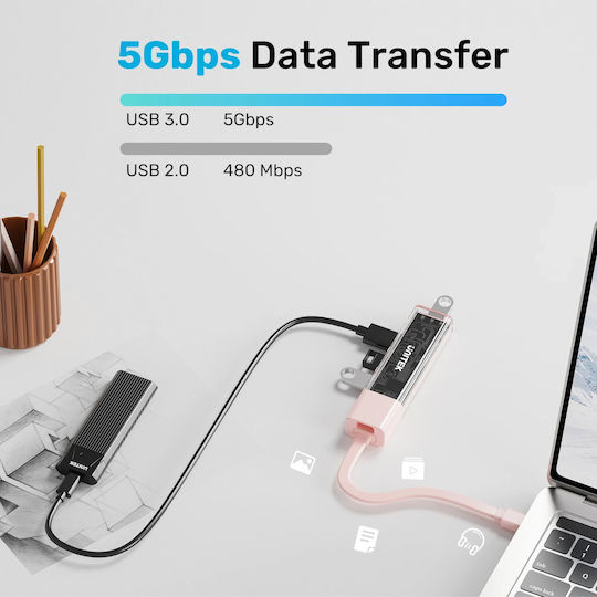 Unitek USB 2.0 4 Port Hub with USB-A Connection White