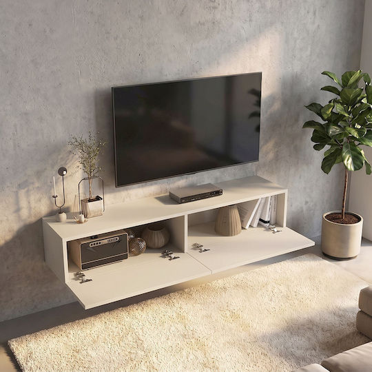 Aristo TV Stand from Metal & Wood with LED Lighting Sandstone L135xW31.6xH25cm