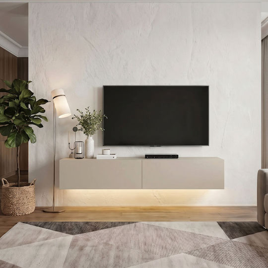Aristo TV Stand from Metal & Wood with LED Lighting Sandstone L135xW31.6xH25cm