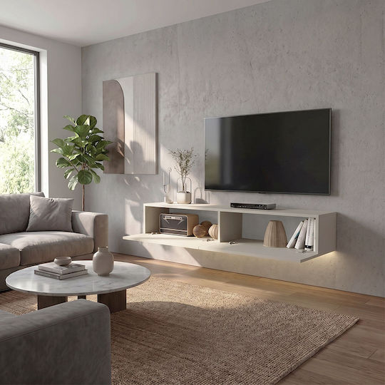 Aristo TV Stand from Metal & Wood with LED Lighting Sandstone L135xW31.6xH25cm