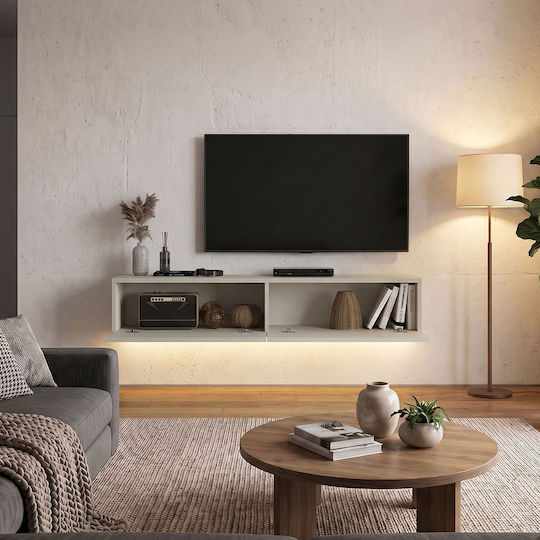 Aristo TV Stand from Metal & Wood with LED Lighting Sandstone L135xW31.6xH25cm