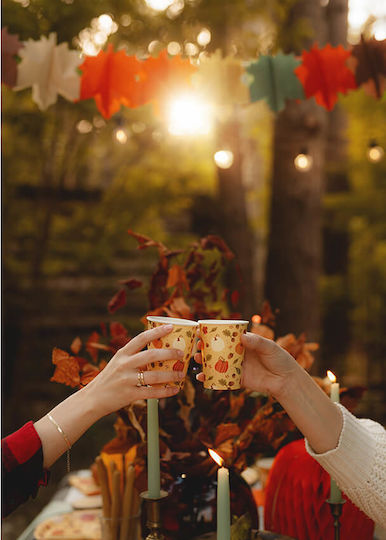 Paper Cups Pumpkins Acorns & Leaves 6 Pieces