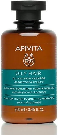 Apivita Oil Balance Peppermint & Propolis Σαμπουάν κατά της Σμηγματορροϊκής Δερματίτιδας για Λιπαρά Μαλλιά 250ml