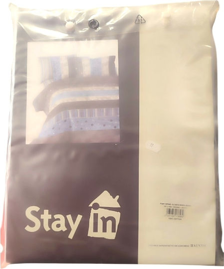 Kentia Set Duvet Cover Cotton 230x250cm Super King with 2 Pillowcases Light Blue Striped