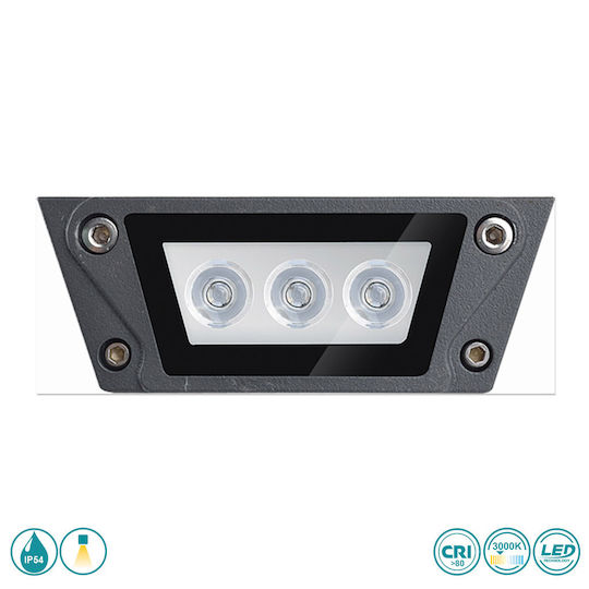 Sun Light Wall-Mounted Outdoor Ceiling Light LED IP54 1W with Warm White Light Double Beam 9.2x17εκ.
