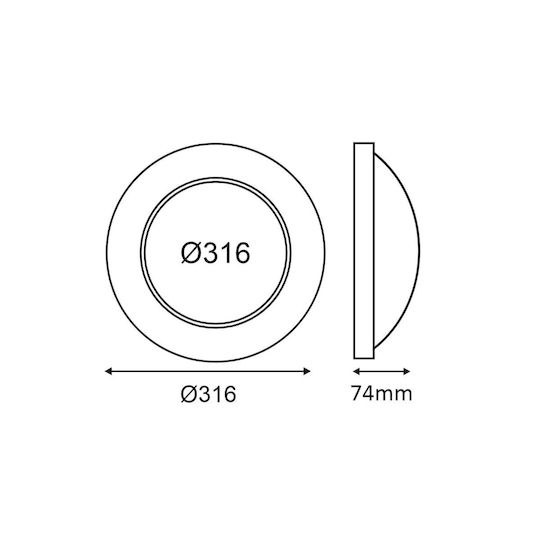 Aca Aca Wandmontierte Außenbeleuchtung Deckenleuchte LED IP65 16W mit Einstellbares Weiß Licht 31.6x31.6x7.4cm