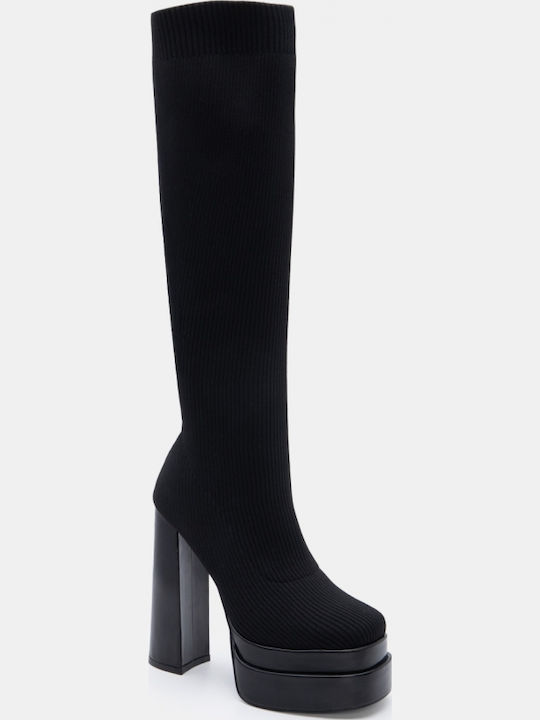 Damenstiefel mit Mittelhohem Absatz Schwarz