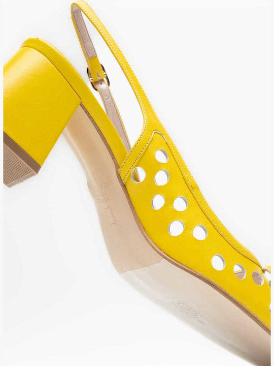 Pantofi Cu Toc De Piele Galbeni KG 516-52