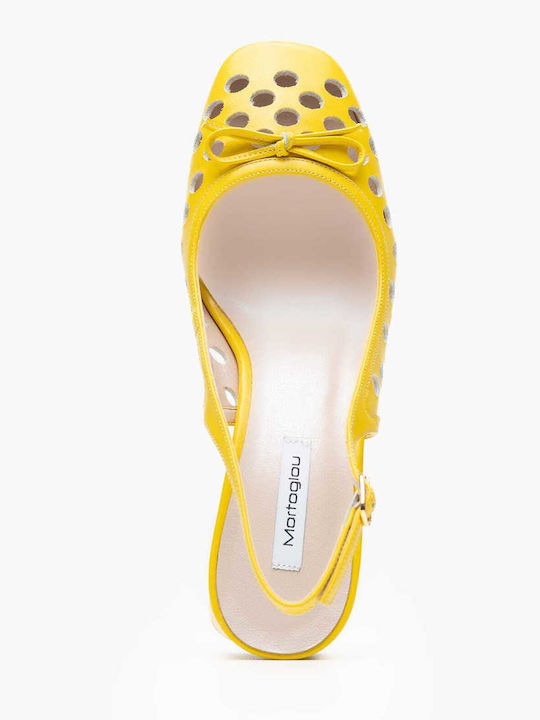 Pantofi Cu Toc De Piele Galbeni KG 516-52