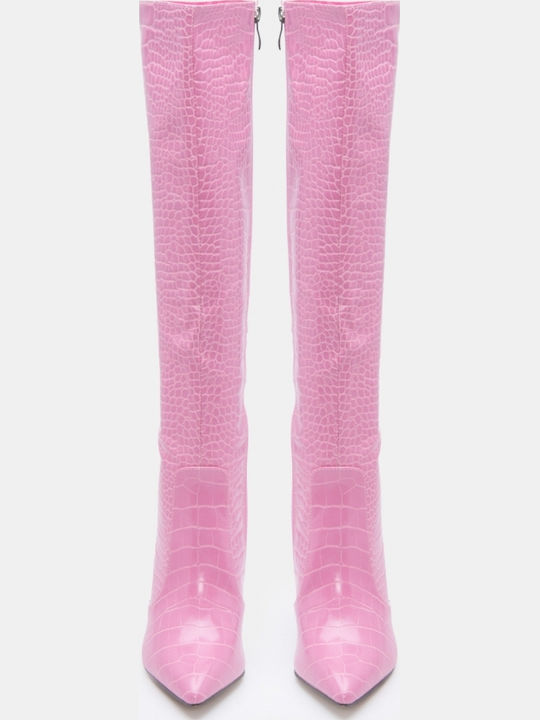 Damenstiefel mit Hohem Absatz Fuchsiefarbe