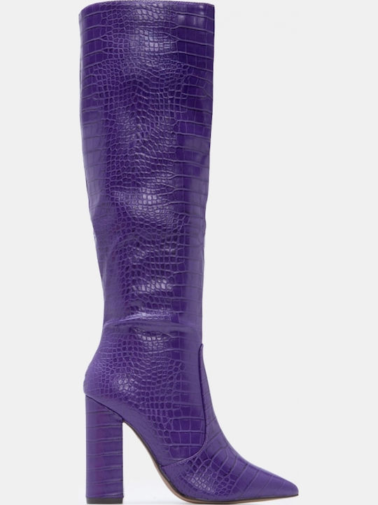 Women's Boots with High Heel Purple