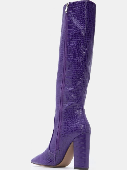 Women's Boots with High Heel Purple