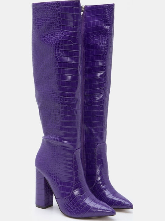 Women's Boots with High Heel Purple