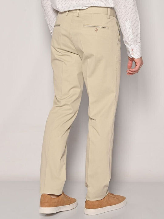 Men's Elastic Beige Trousers