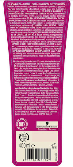 Gliss Sampon De Par Hair Repair Supreme Length Reconstrucție/Hrană Pentru Toate Tipurile De Păr 400ml