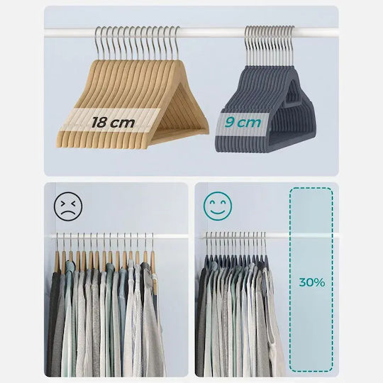 Songmics Agățătoare de Haine pentru Pantaloni Metalică Gri 20 Bucăți