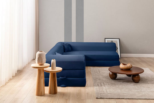 Legom Eco Corner Couch Bed Artificial Leather Navy Blue
