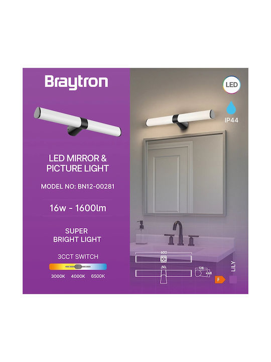 Braytron Lamp Wall Black 60x6.8x12.8cm