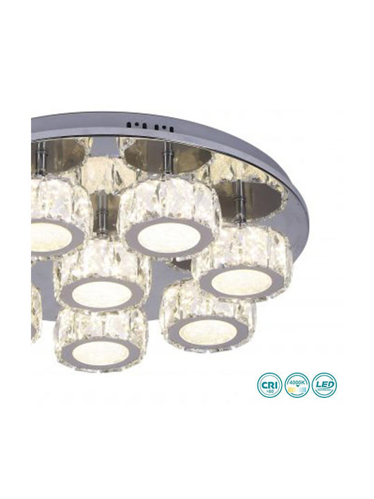 Sun Light Πλαφονιέρα Οροφής 50εκ. Ασημί με Ενσωματωμένο LED και Κρύσταλλα