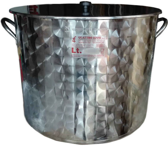 Quattro Effe Stainless Steel Marmite Capacity 100lt with Diameter 53cm and Height 48cm.