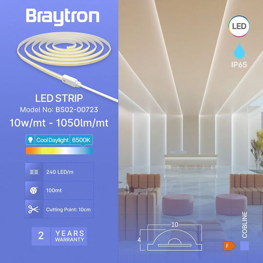 Braytron Waterproof LED Strip 220V Cold White Light 100m COB Type