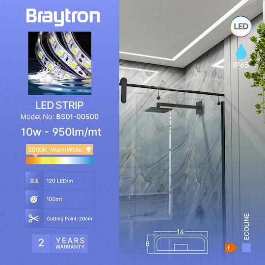Braytron LED-Streifen 220V Warmes Weiß Licht 100m Typ SMD2835