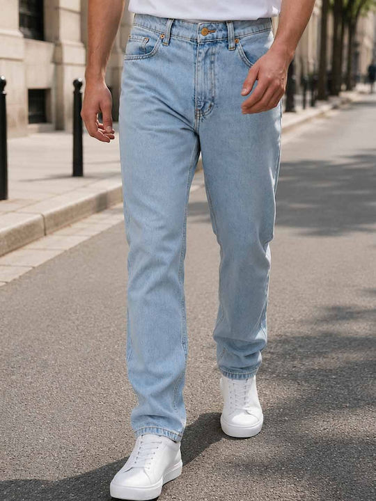 Ανδρικό Παντελόνι Τζιν Regular Straight Fit Μπλε-ανοιχτο
