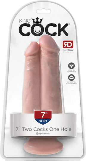 Doppelter Dildo mit Saugnapf Flesh