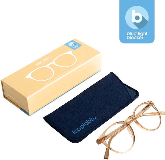 Looplabb Papillon Kristall Champagner Blaulichtblockierende Brillen Grad 2