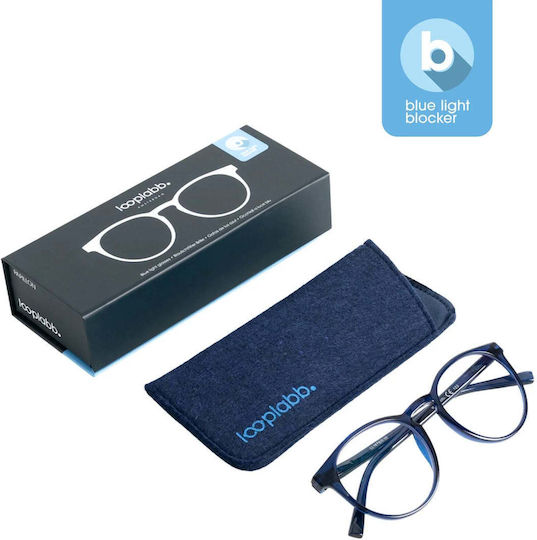 Looplabb Papillon Blaue Marine Blaulichtblockierende Brillen Stufe 2.5