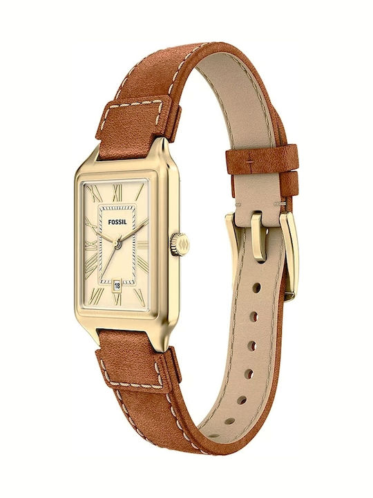 Raquel Womens Watch 23mm Battery with Gold Leather Strap
