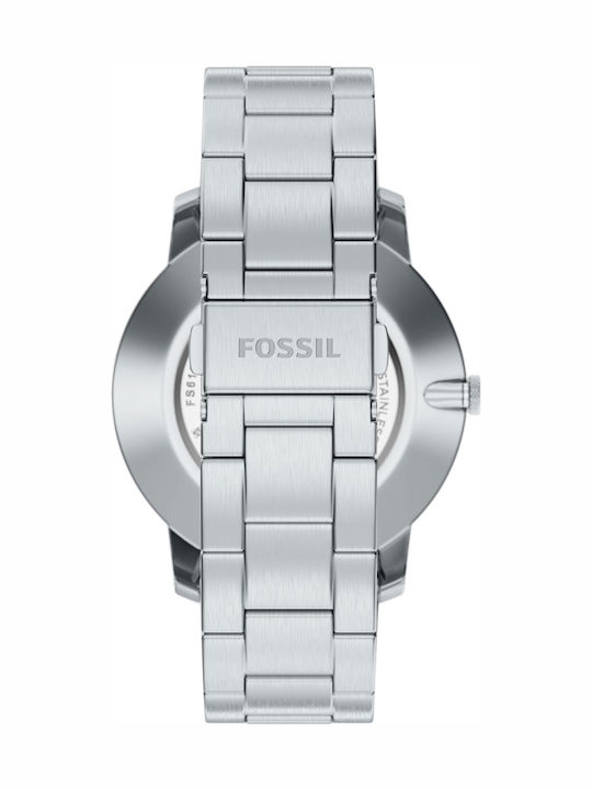 Fossil Minimalist Ανδρικό Ρολόι 44mm Μπαταρίας με Ασημί Ατσάλινο Μπρασελέ