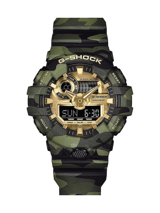 Casio Мъжки часовник На батерия с Зелен Каучуков Каишка