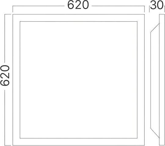 Braytron Încastrat Panou LED Putere 36W cu Bianco reglabil Lumini 62x62cm.
