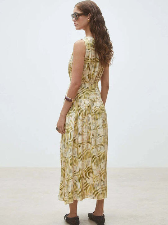 Midi Damenkleid mit Tränen Olivgrün