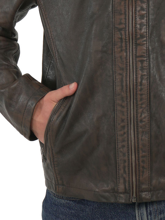 Кожено яке Washed Brown
