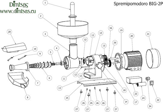 Facem Tre Spade Μηχανή για Σάλτσα Ντομάτας Big-2P 480W