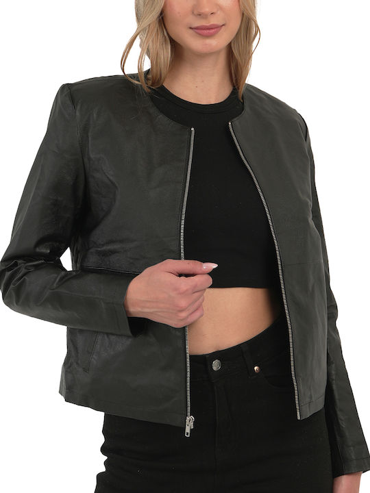 Women's Leather Jacket for Winter Black