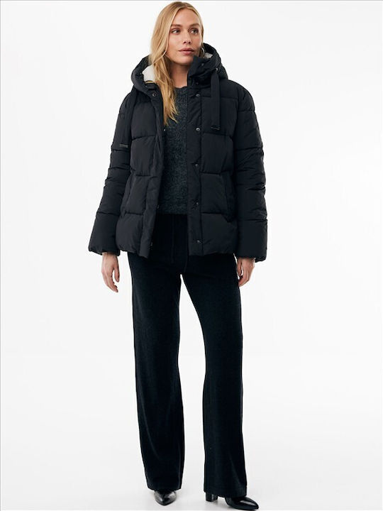 Damen Puffer Jacken Für Winter Schwarz