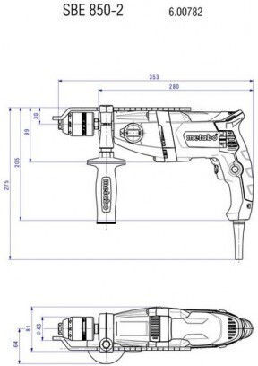 Metabo SBE 850-2 Κρουστικό Δράπανο 850W με Θήκη