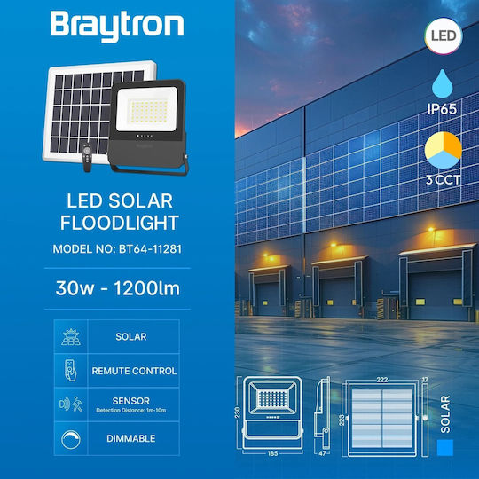 Braytron Waterproof Solar LED Flood Light 100W IP65