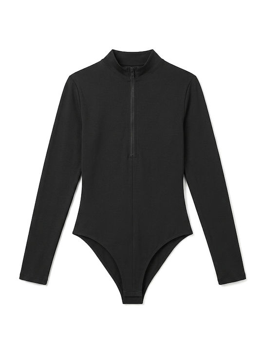 Access Damen-Bodysuit Mit Rollkragen Langarm Damen-Bodysuit Frauen Schwarz