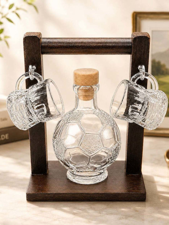 Velve Carafă de Servire din Sticlă cu Dop și Pahare Transparentă 200ml