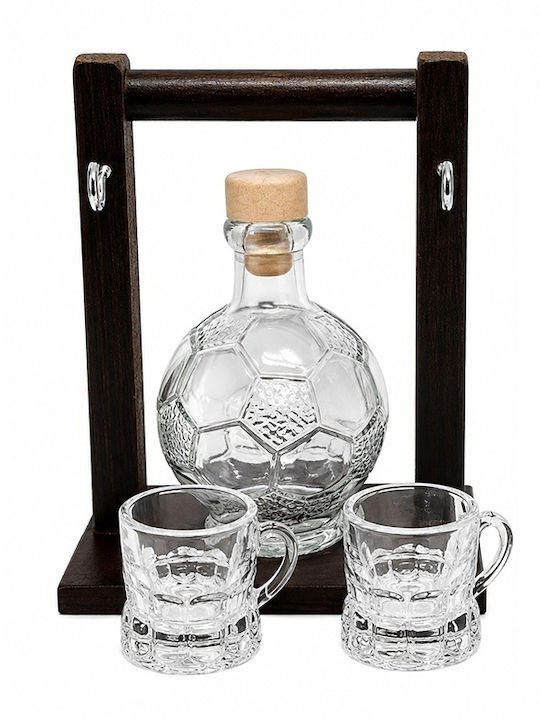 Velve Carafă de Servire din Sticlă cu Dop și Pahare Transparentă 200ml